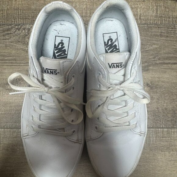 Vans Seldan White Leather Sneakers Women's Size 9.5 - Picture 2 of 7